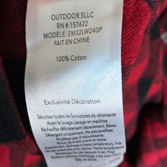 Eddie Bauer Mens Shirt Red Black Plaid Button Down Long Sleeve 100% Cotton XL - Picture 7 of 12